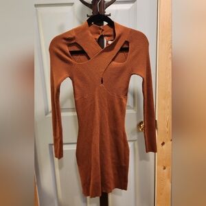 Lush Brown Long Sleeve Dress
